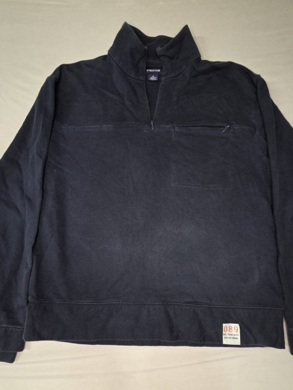 Structure Navy Quarter-Zip Mock Neck M